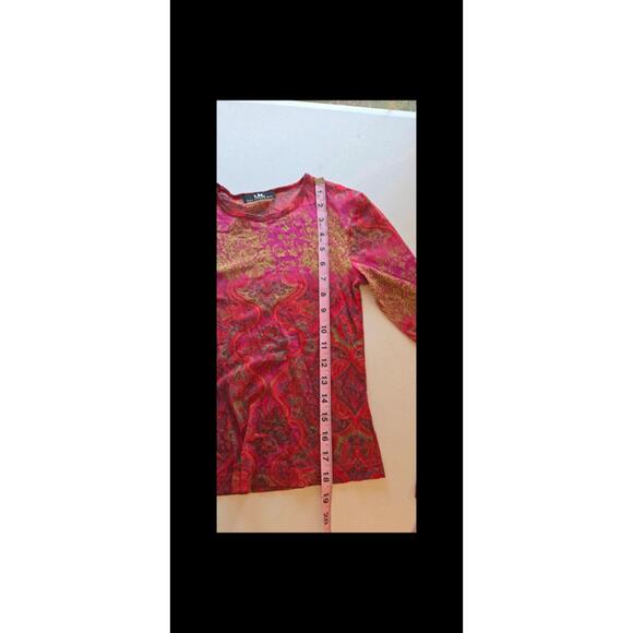 I.N. San Francisco vintage pink sheer printed long sleeve top small - Picture 2 of 6